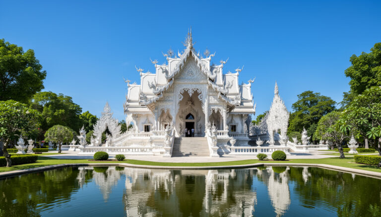 découvrez l'emplacement du temple blanc, ou wat rong khun, une merveille architecturale située en thaïlande, célèbre pour son design unique et ses détails artistiques fascinants.